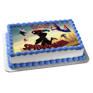 Spider-Man Into the Spider-Verse Marvel Miles Morales Spider-Woman Edible Cake Topper Image ABPID27538