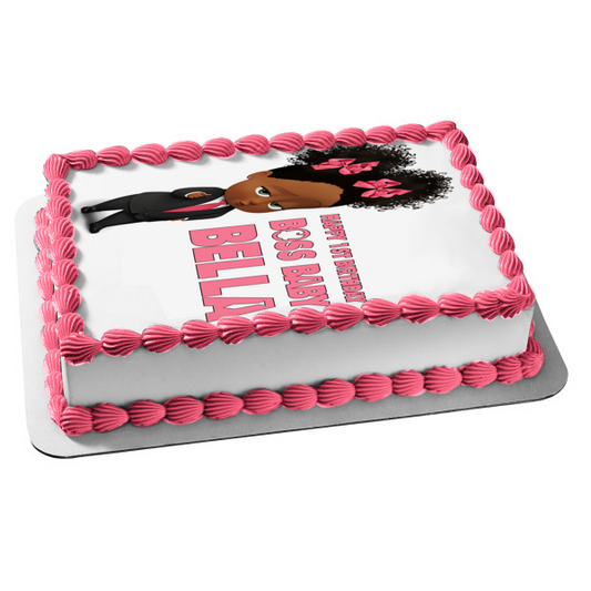 African American Girl Boss Baby Edible Cake Topper Image ABPID27726