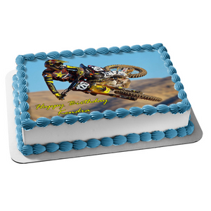 Dirt Bike Yahama Motocross Rider Edible Cake Topper Image ABPID49565