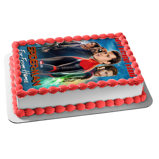 Spider-Man Far from Home Nick Fury Mj Mysterio Spider-Man Edible Cake Topper Image ABPID50359