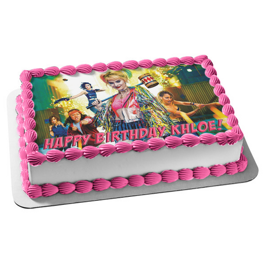DC Comics Birds of Prey and the Emancipation of One Harley Quinn Huntress Black Canary Renee Montoya Edible Cake Topper Image ABPID51101