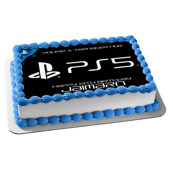 PlayStation 5 PS5 Logo Edible Cake Topper Image ABPID51280