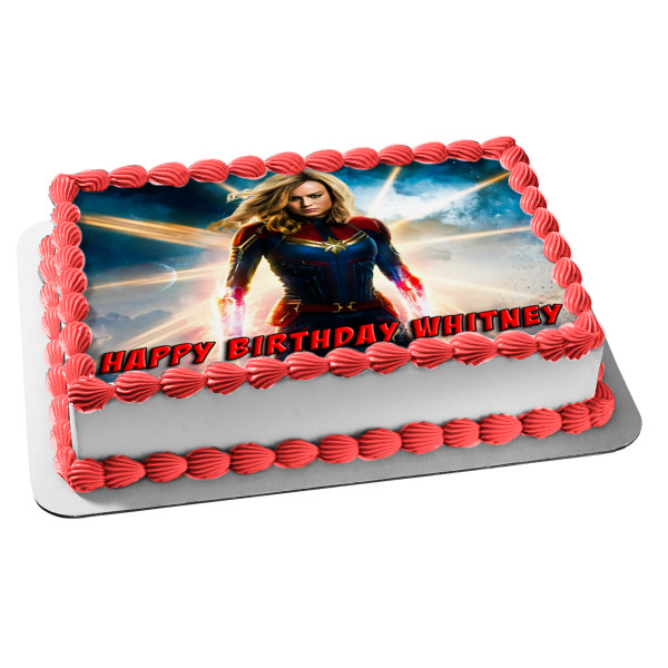 Captain Marvel Star Skies Galaxy Moon Edible Cake Topper Image ABPID51372