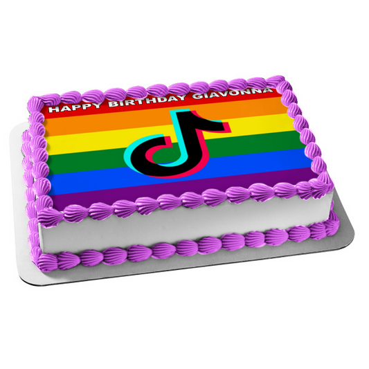 Tik Tok Gay Pride Logo Edible Cake Topper Image ABPID51984