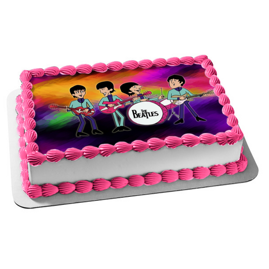 The Beatles Jonn Paul Ringo George Musical Instruments Edible Cake Topper Image ABPID03837