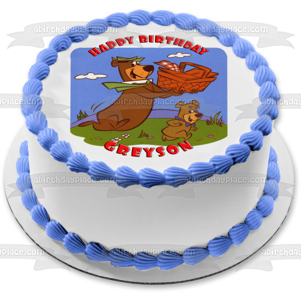 Yogi Bear Picnic Basket and Boo-Boo Bear Edible Cake Topper Image ABPID03275