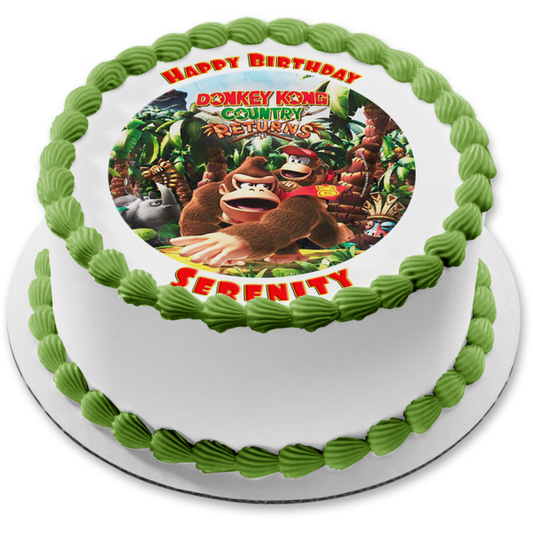 Donkey Kong Country Returns Diddy Kong Jungle Animals Jungle Background Edible Cake Topper Image ABPID50874