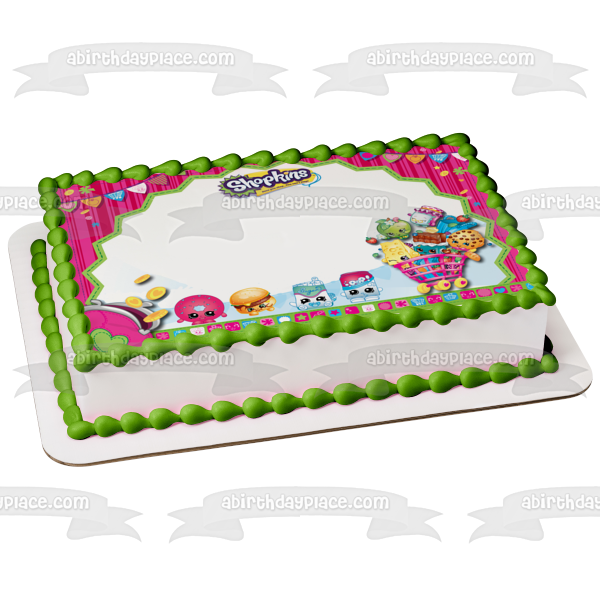 Shopkins Kooky Cookie Apple Blossom and D'Lish Donut Happy Birthday  Your Personalized Photo Edible Cake Topper Image Frame ABPID03862