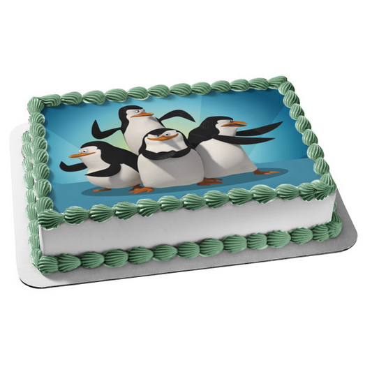 Pingüinos de Madagascar Capitán Rico Kowalski y adorno comestible para tarta privado Imagen ABPID03869 