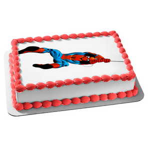 Spider-Man Spidey Swinging Edible Cake Topper Image ABPID03872