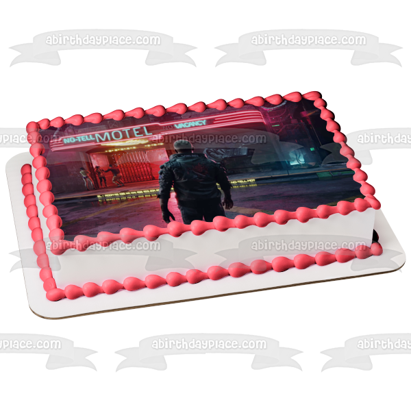 Cyberpunk 2077 No Tell Motel Edible Cake Topper Image ABPID53416