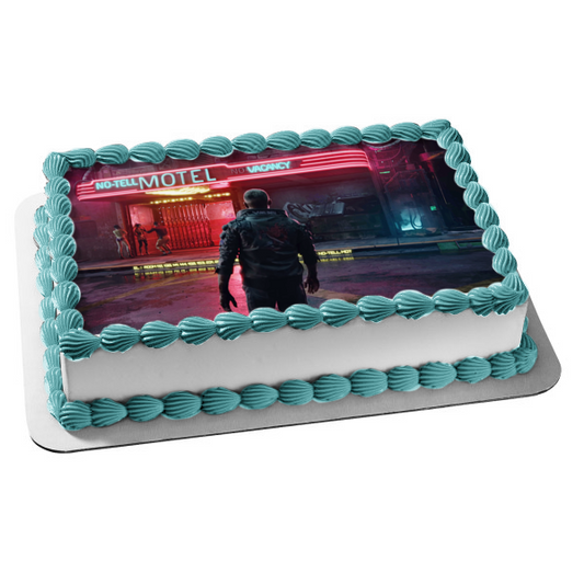 Cyberpunk 2077 No Tell Motel Imagen comestible para decoración de tarta ABPID53416 