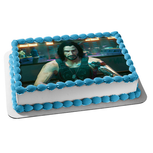 Cyberpunk 2077 Keanu Reeves Edible Cake Topper Image ABPID53417