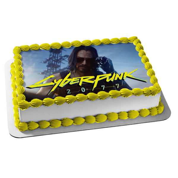 Cyberpunk 2077 Keanu Reeves Edible Cake Topper Image ABPID53420
