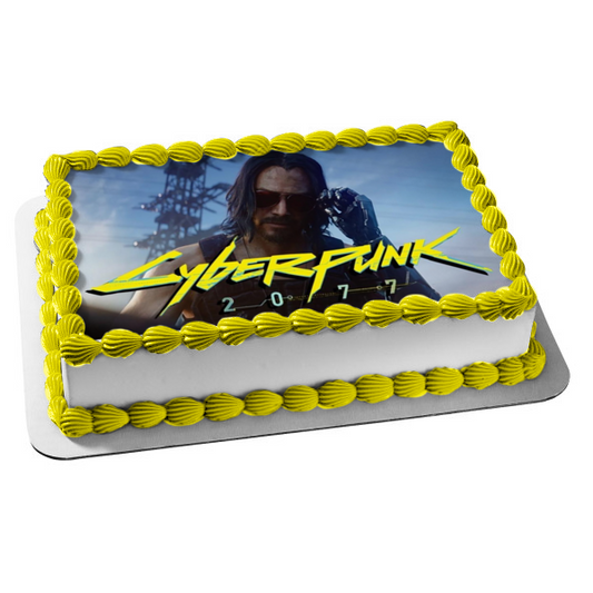 Cyberpunk 2077 Keanu Reeves Edible Cake Topper Image ABPID53420