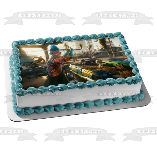 Cyberpunk 2077 Gameplay Edible Cake Topper Image ABPID53421