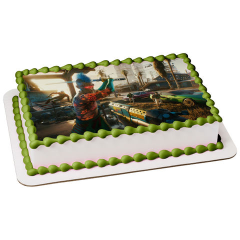 Cyberpunk 2077 Gameplay Edible Cake Topper Image ABPID53421