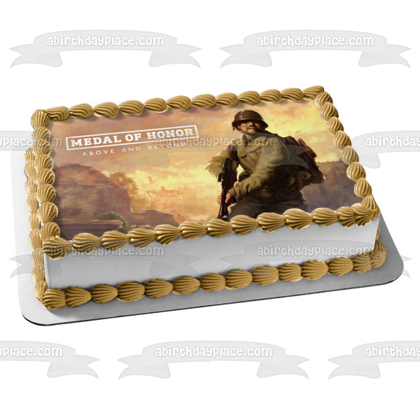 Medal of Honor Above and Beyond William Holt World War 2 Video Game Poster Edible Cake Topper Image ABPID53512
