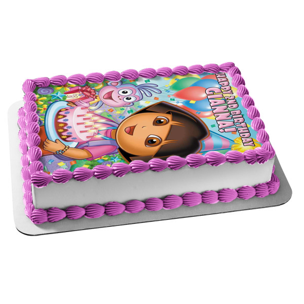 Dora the Explorer Boots Birthday Party Edible Cake Topper Image ABPID00518
