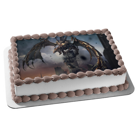 The Elder Scrolls Legends Clockwork Dragon Steampunk Fantasy Gaming Videojuego Decoración comestible para tarta Imagen ABPID53522 