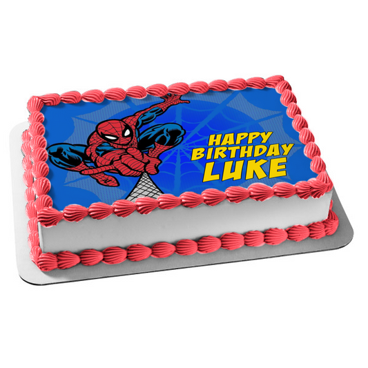 Spider-Man Fling Web with a Blue Background Edible Cake Topper Image ABPID04362