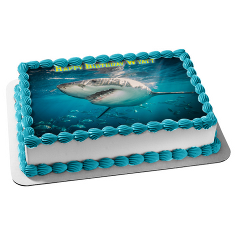 Great White Shark Ocean Open Mouth Sharp Teeth Edible Cake Topper Image ABPID04665