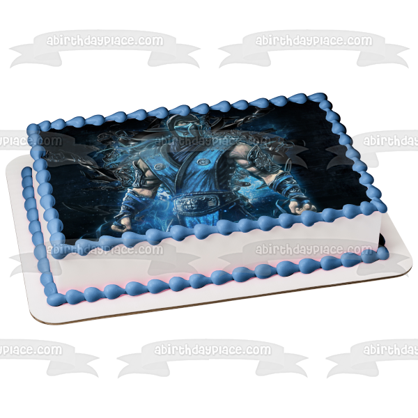 Mortal Kombat Sub-Zero Fighting Edible Cake Topper Image ABPID03934