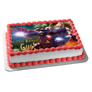 Marvel Iron Man Flying Dark Clouds Background Edible Cake Topper Image ABPID06567