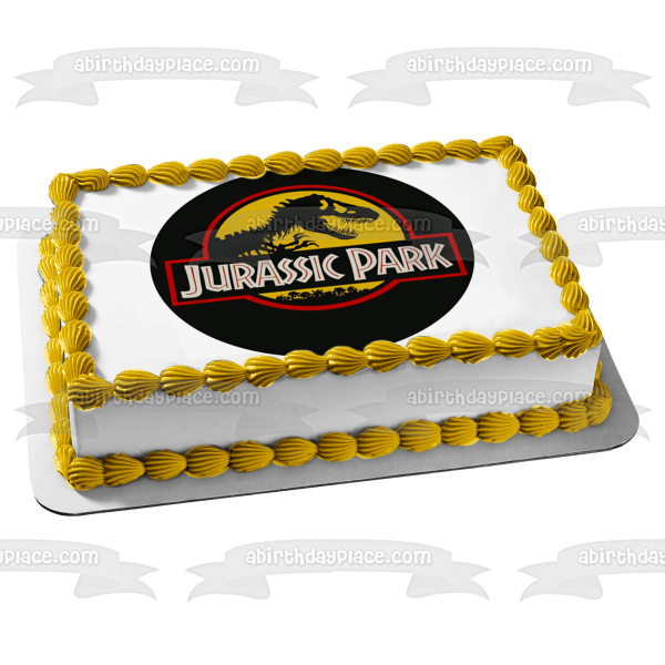 Jurassic Park Logo and T-Rex Edible Cake Topper Image ABPID04001