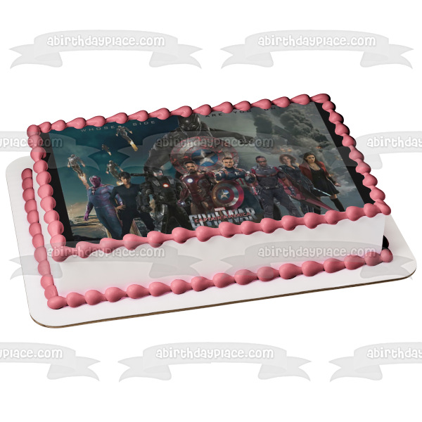 Captain America Civil War Whose Side Are You On? Edible Cake Topper Image ABPID04007