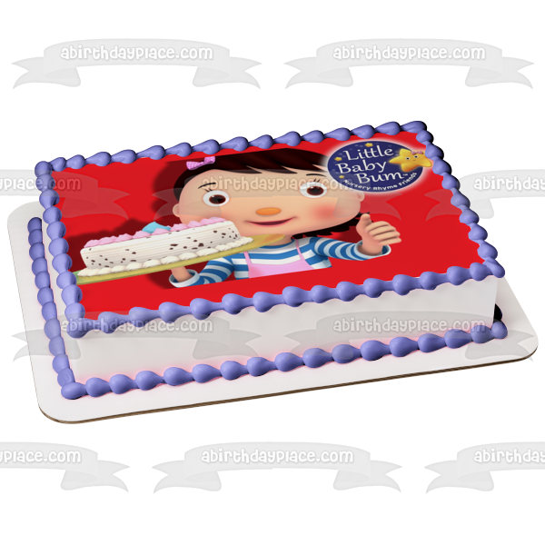 Little Baby Bum Nursery Rhyme Friends Girl Holding a Cake Edible Cake Topper Image ABPID04009