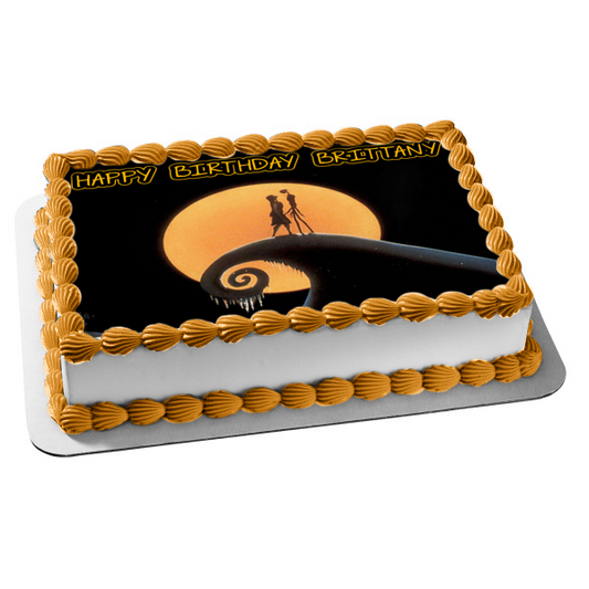 Nightmare Before Christmas Jack Skellington Emily Moonlight Edible Cake Topper Image ABPID22047