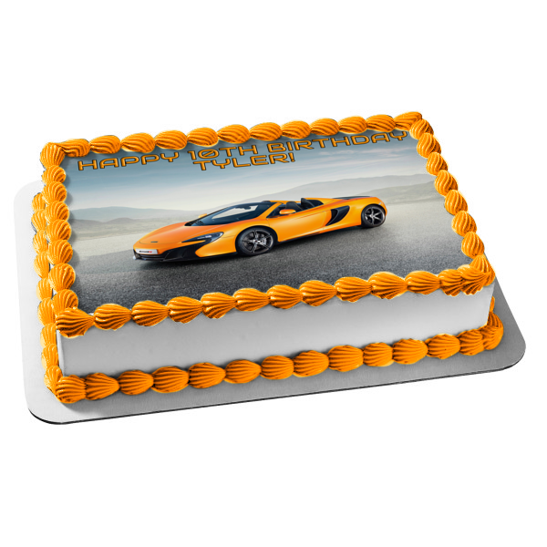 Orange Spyder Sports Car Edible Cake Topper Image ABPID27466