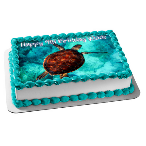 Swimming Sea Turtle Edible Cake Topper Image ABPID50482