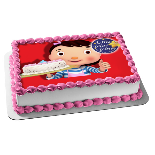 Little Baby Bum Nursery Rhyme Friends Girl Holding a Cake Edible Cake Topper Image ABPID04009