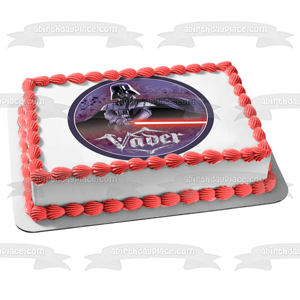 Star Wars Darth Vader with a  Red Lightsaber Edible Cake Topper Image ABPID04015