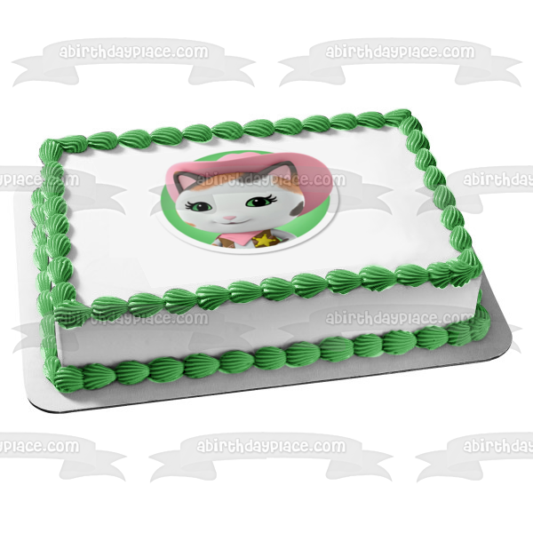 Sheriff Callie Cat Pink Cowboy Hat Edible Cake Topper Image ABPID04028