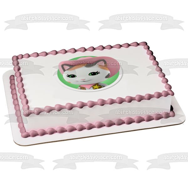 Sheriff Callie Cat Pink Cowboy Hat Edible Cake Topper Image ABPID04028