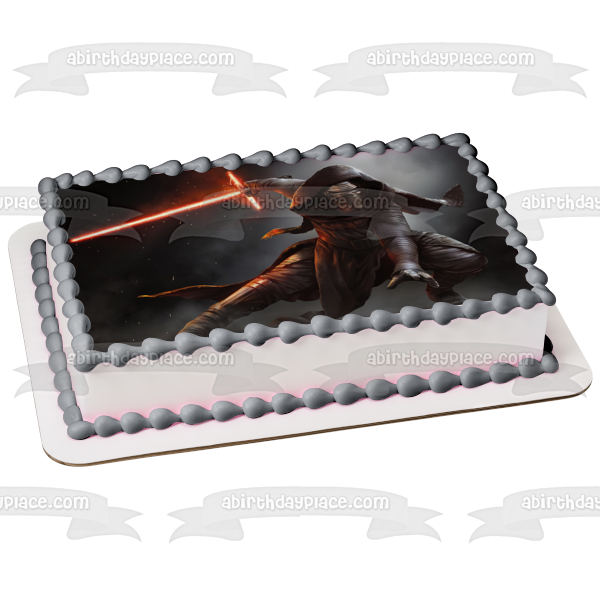 Star Wars Kylo Ren with a  Crossguard  Lightsaber Edible Cake Topper Image ABPID04033