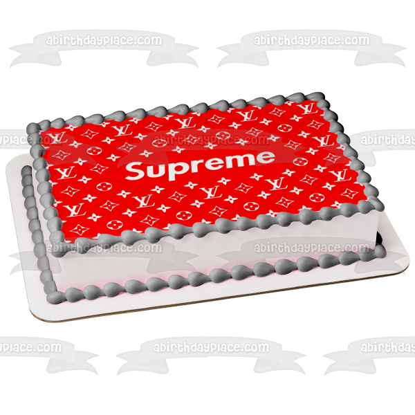 Supreme Clothing Logo Personalized Edible Cake Topper Image, 46% OFF