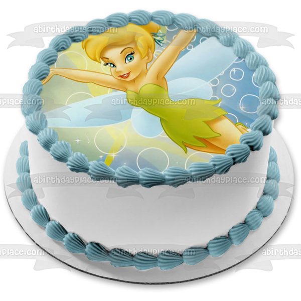 Tinkerbelle Fairy Flying Edible Cake Topper Image ABPID01887