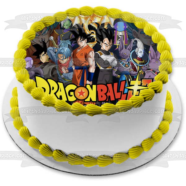 Decoración comestible para tarta de Dragon Ball Super Goku Broly y Cheelai Imagen ABPID01634 