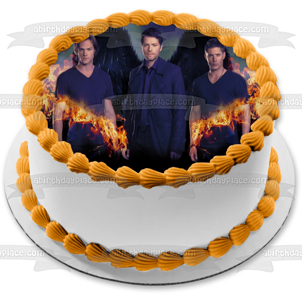 Supernatural Fire Wings Sam Winchester Castiel and Dean Winchester Edible Cake Topper Image ABPID03392