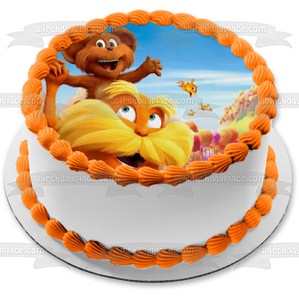 Dr. Seuss the Lorax and a Bear Edible Cake Topper Image ABPID01130