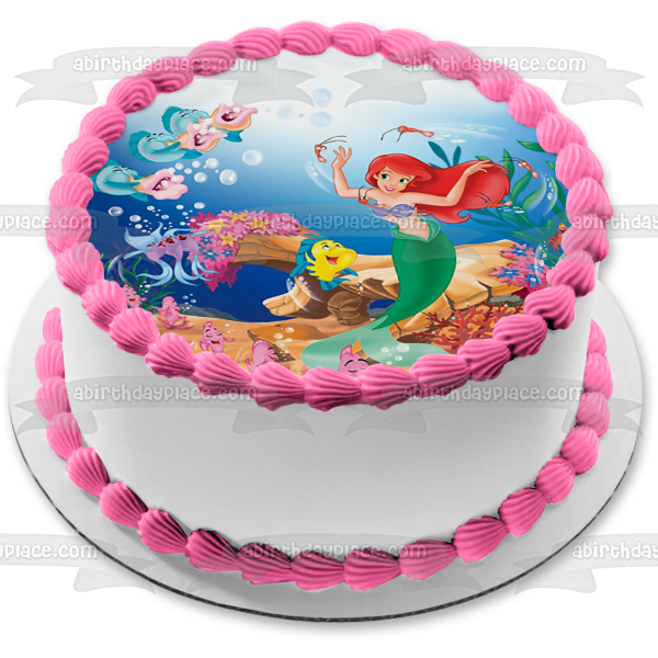 The Little Mermaid Ariel Flounder Edible Cake Topper Image ABPID01138