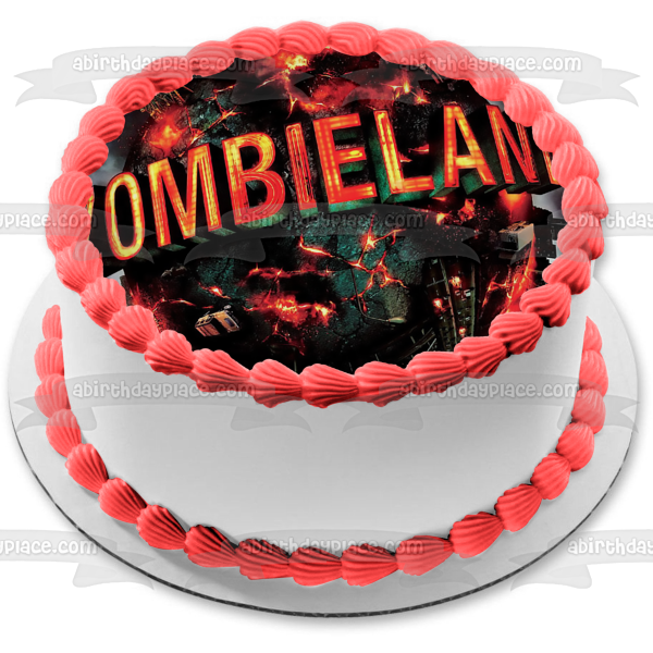 Zombieland Movie Cover Exploding Fiery Planet Edible Cake Topper Image ABPID00317