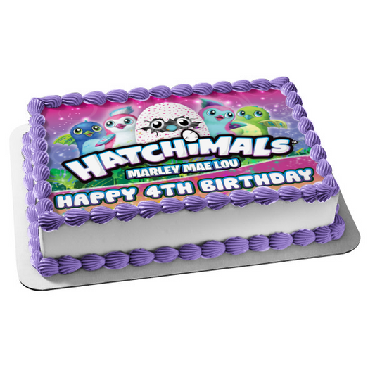Hatchimals Sparkles Toy Happy Birthday Your Personalized Name Edible Cake Topper Image ABPID53538