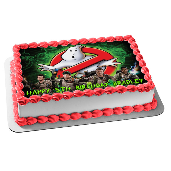 Ghostbusters Logo Slimer Stay Puft Marshmallow Man the Video Game Edible Cake Topper Image ABPID09024