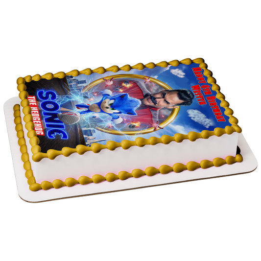 Sonic the Hedgehog Dr. Robotnik 2020 Movie Edible Cake Topper Image ABPID50870