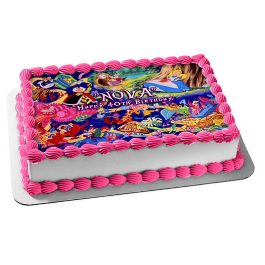 Alice In Wonderland Mad Hatter Cheshire Cat Edible Cake Topper Image ABPID00105